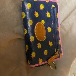 Fossil Navy Wallet with Yellow Porcupines